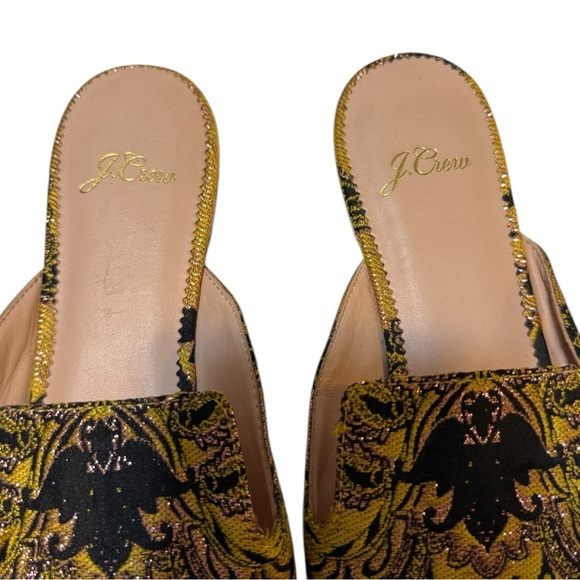 J. Crew Marina Marigold/Black Brocade Pointed Toe Flat Mules - Picture 9 of 11